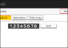 Illustration af betjeningspanelets skærm
