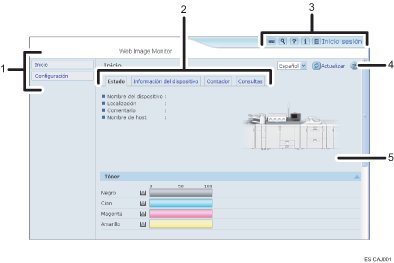 Ilustración de llamada numerada de ilustración de pantalla del explorador Web