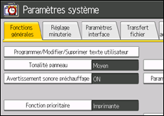 Illustration de l'&eacute;cran du panneau de commande