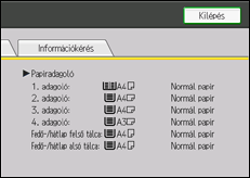 A kezelőpanel ismertetése