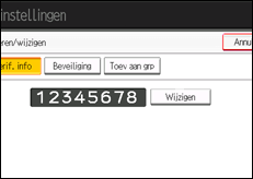 Schermafbeelding bedieningspaneel