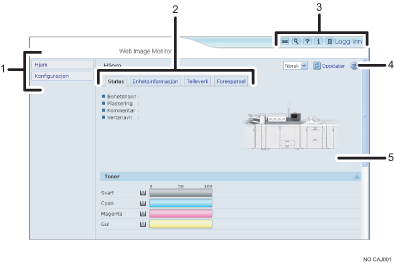 Illustrasjon av nettleserskjermbilde med nummerert bildetekst