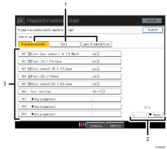 Skjermbildeillustrasjon av brukerpanelet med nummererte bildetekster