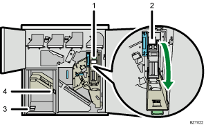 Ilustração com numeração da imagem da unidade de encadernação de argolas