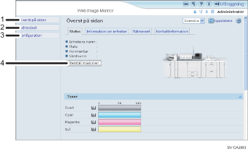 Bild av webbläsarfönster med numrerade detaljer