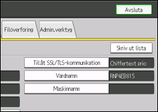 bild av användarpanelens skärm