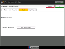 Bild av användarpanelens skärm