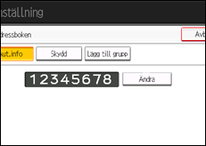 Bild av användarpanelens skärm