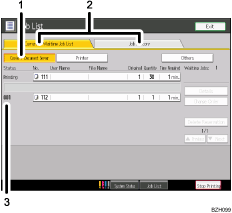 Operation panel screen illustration numbered callout illustration