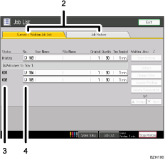 Operation panel screen illustration numbered callout illustration