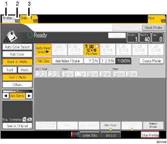 Operation panel screen illustration numbered callout illustration