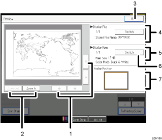 Operation panel screen illustration numbered callout illustration