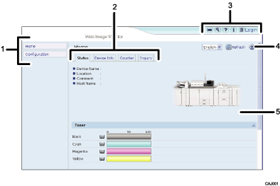 Web browser screen illustration numbered callout illustration