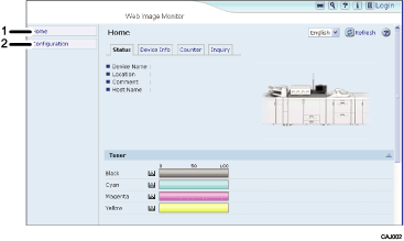 Web browser screen illustration numbered callout illustration