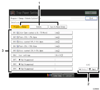 Operation panel screen illustration numbered callout illustration