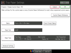 Operation panel screen illustration