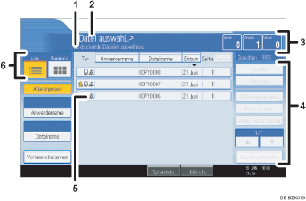 Nummerierte Abbildung Bedienfeld-Display