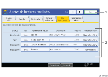 Ilustración del panel de mandos (ilustración con leyenda numerada)