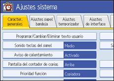 Ilustración de la pantalla panel de mandos