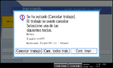 Ilustración de la pantalla panel de mandos