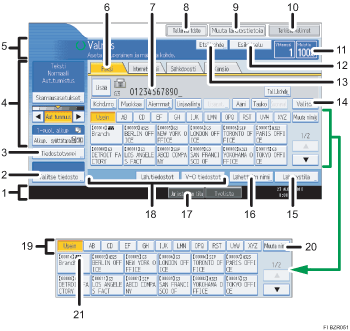 K&auml;ytt&ouml;paneelin numeroitu n&auml;ytt&ouml;