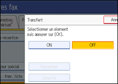 Illustration de l'écran du panneau de commande