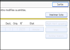Illustration de l'écran du panneau de commande
