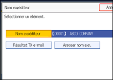 Illustration de l'écran du panneau de commande