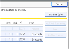 Illustration de l'écran du panneau de commande