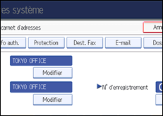 Illustration de l'écran du panneau de commande