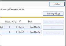 Illustration de l'écran du panneau de commande