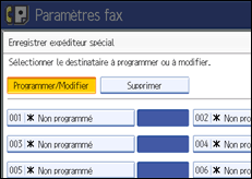 Illustration de l'écran du panneau de commande