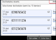 Illustration de l'écran du panneau de commande
