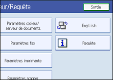 Illustration de l'écran du panneau de commande