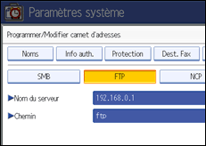 Illustration de l'écran du panneau de commande