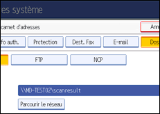 Illustration de l'écran du panneau de commande