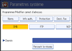 Illustration de l'écran du panneau de commande