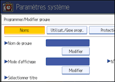 Illustration de l'écran du panneau de commande