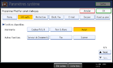 Illustration de l'écran du panneau de commande