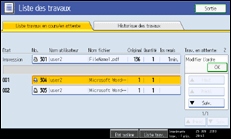 Illustration de l'écran du panneau de commande
