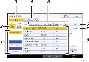 Illustration numérotée du panneau de commande
