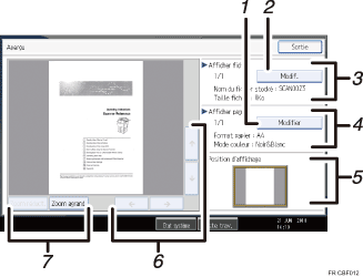 Illustration numérotée du panneau de commande