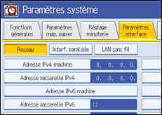 Illustration de l'écran du panneau de commande