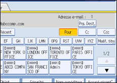 Illustration de l'écran du panneau de commande