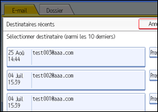 Illustration de l'écran du panneau de commande