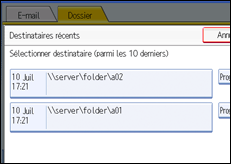 Illustration de l'écran du panneau de commande