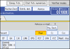 Illustration de l'écran du panneau de commande