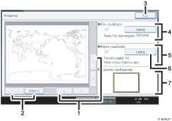 Illustrazione schermata pannello di controllo con didascalie numerate