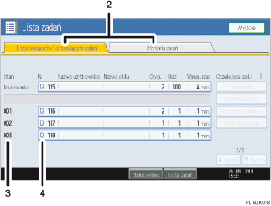 Ilustracja ekranu panela oznaczona numerowanymi odsy�aczami
