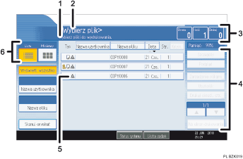 Ilustracja ekranu panela oznaczona numerowanymi odsy�aczami